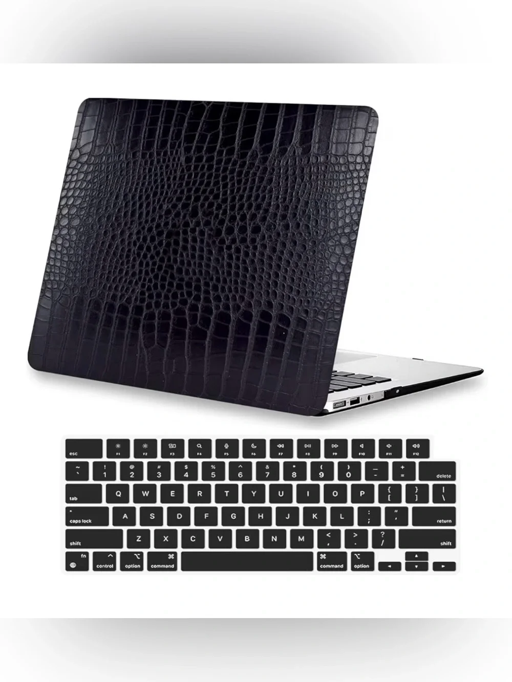 Black Croc Texture Laptop Skin with Matching Keyboard Cover